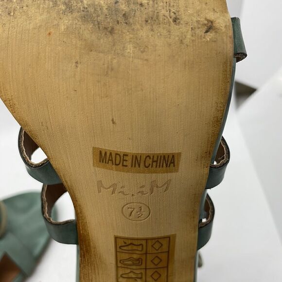 Trendy Mi.im Prague Teal Gladiator Style Sandals Size 7.5 Block Heel - Picture 8 of 13